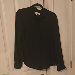 LOFT Black Long Sleeve Button Down Shirt